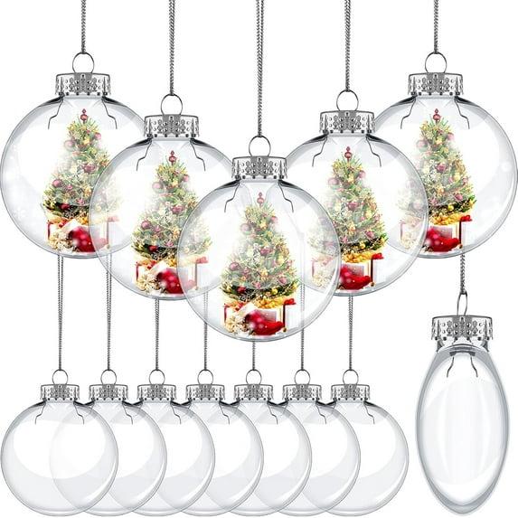 NOGIS 12 PCS 3.15 Inch Clear Ornaments Balls, Christmas DIY Fillable Ball Transparent Ball Baubles Crafts for Party Favor Wedding Christmas Birthday Home Decor