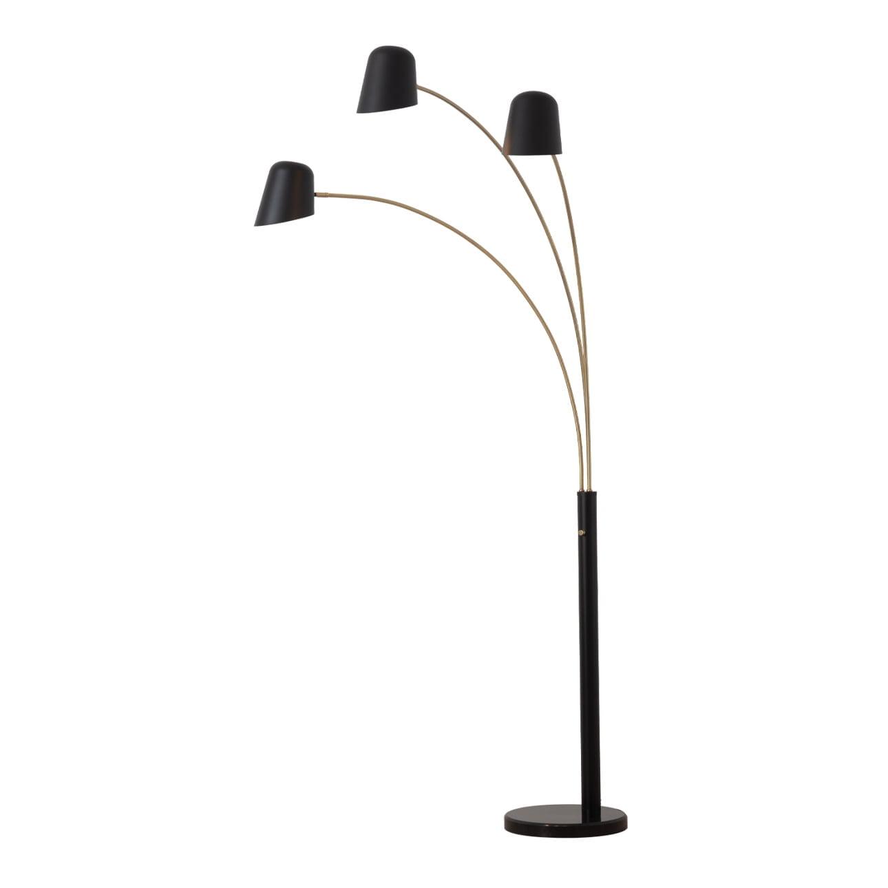 Nova of California Culver 3 Light Arc Floor Lamp - 86", Matte Black & Weathered Brass, Dimmer Switch
