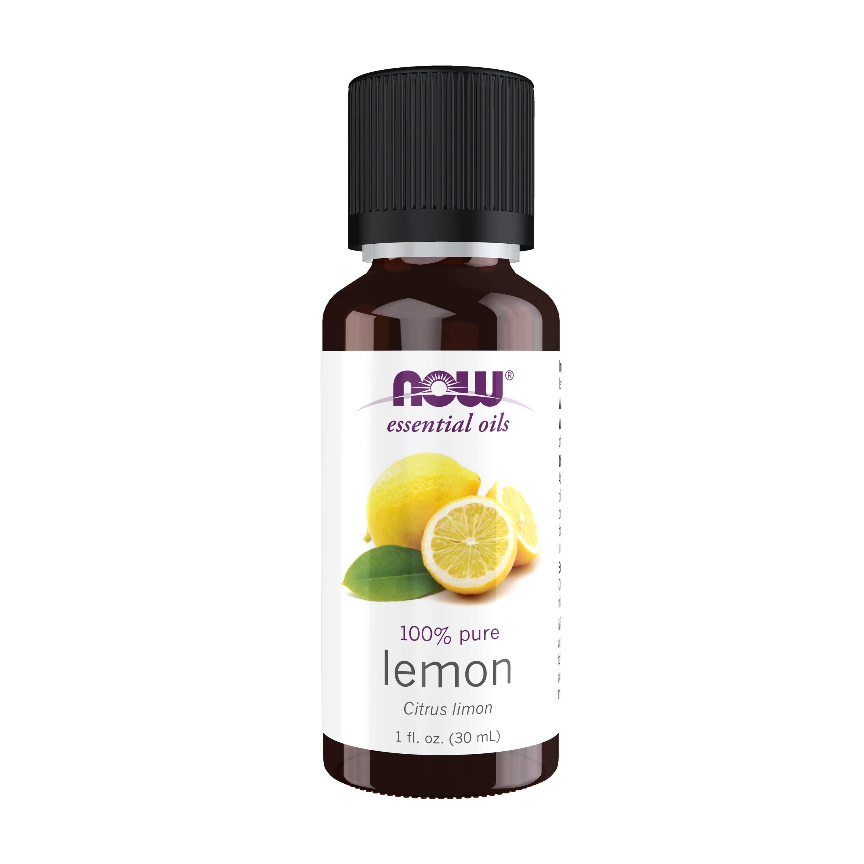 NOW Essential Oils, Lemon Oil, Cheerful Aromatherapy Scent, Cold Pressed, 100% Pure, Vegan, Child Resistant Cap, 1-Ounce