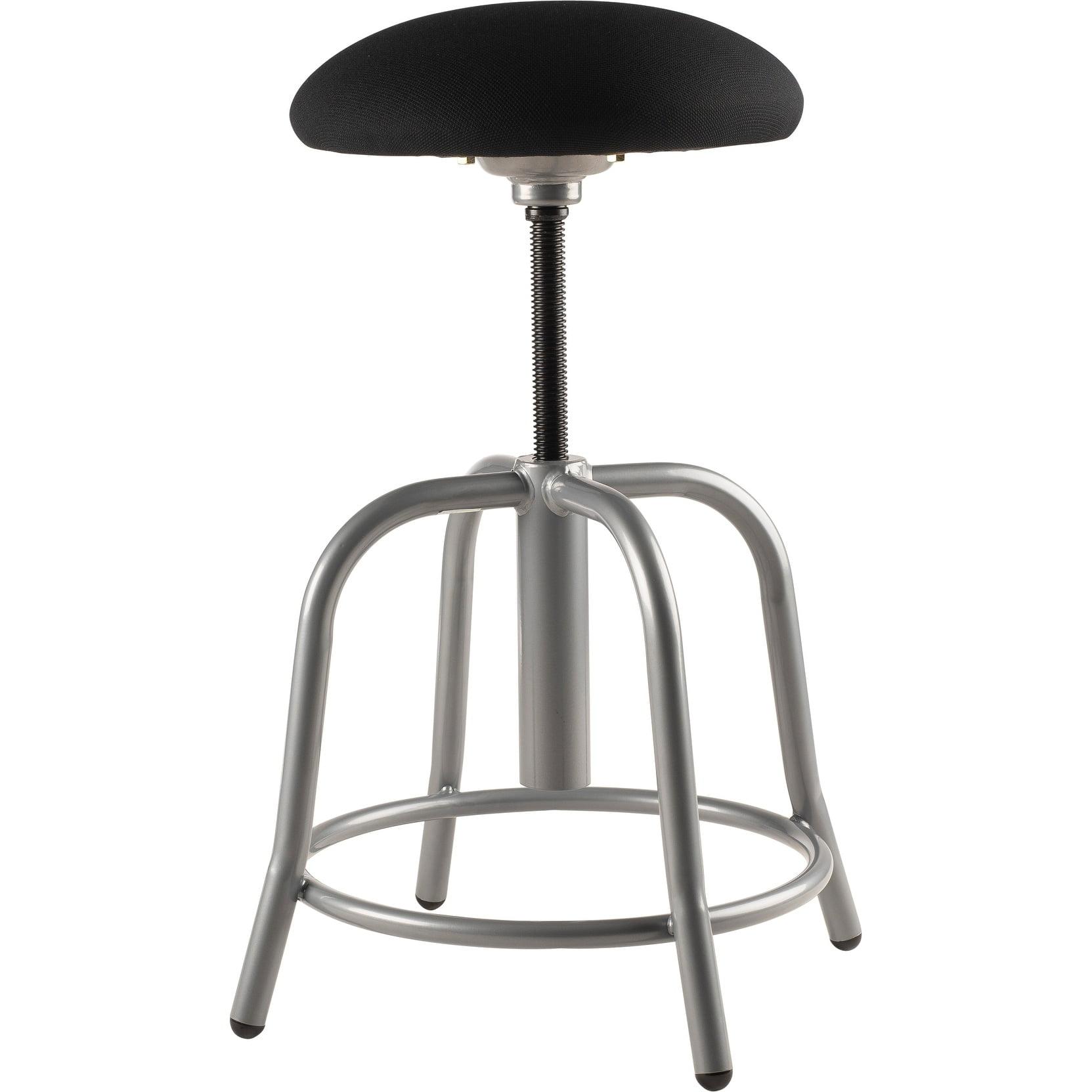 Adjustable Black Metal Swivel Stool with Footrest