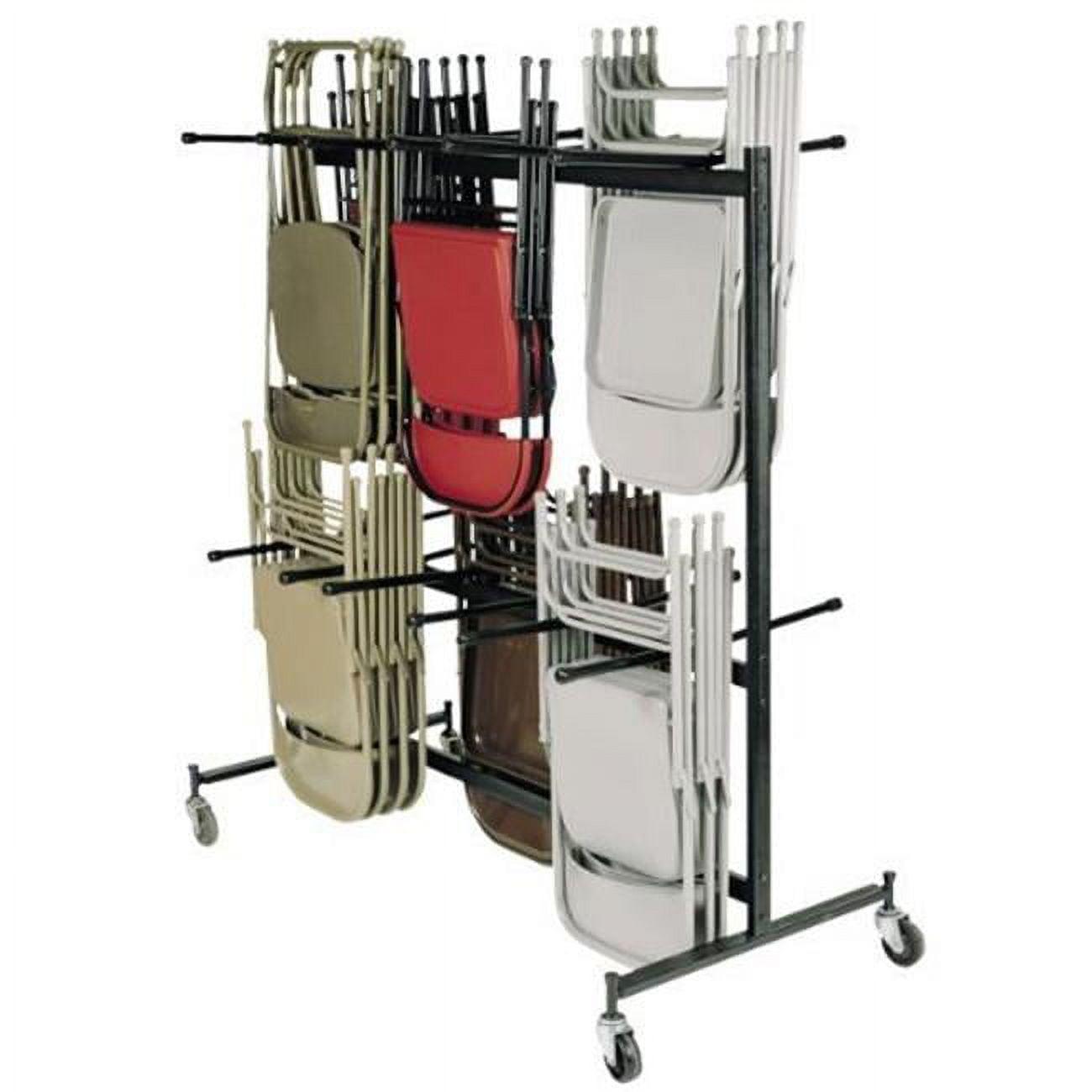 Double-Tier Dark Brown Steel Chair Storage Trolley