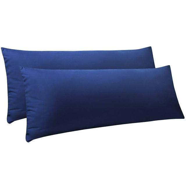 2 Pack Brushed Microfiber Body Pillowcases, Super Soft Body Pillow Cover with Envelope Closure, 20x54 Inches, Royal Blue - NTBAY