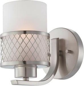 Fusion Diamond Lattice Brushed Nickel Vanity Light with Frosted Glass Shade
