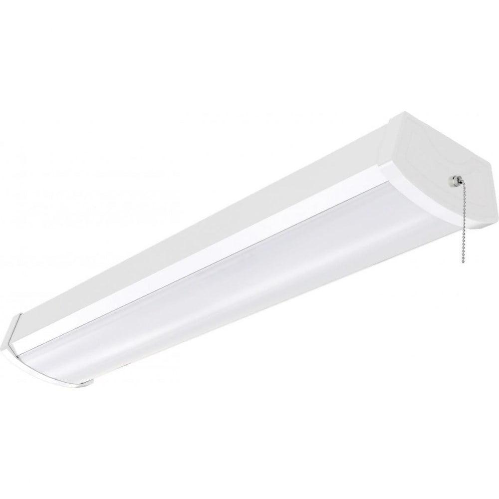 White 24.5" Glass LED Ceiling Wrap Fixture with Pull Chain