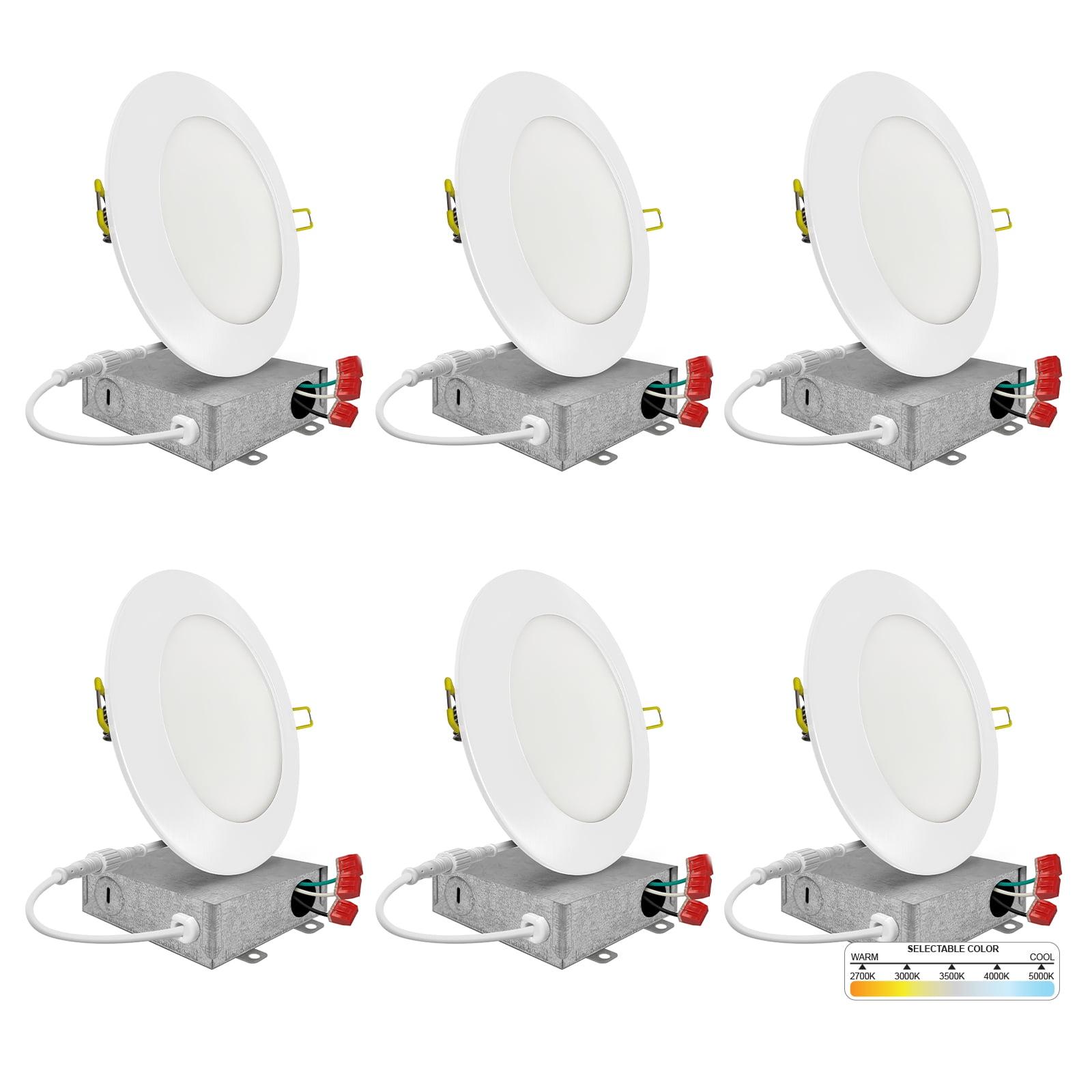 Panel Downlight 4'' Selectable Color Temperature Dimmable Air-Tight IC Rated LED Canless Recessed Lighting Kit