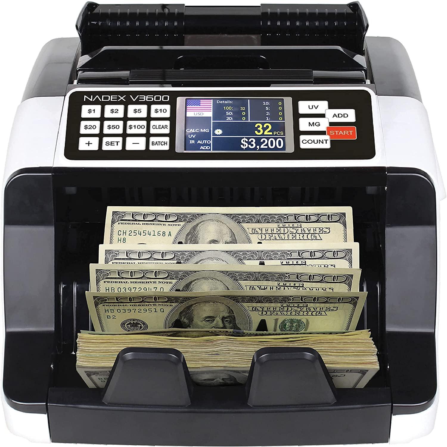 Nadex Coins™ V3600 Money Counter and Counterfeit Detector in White