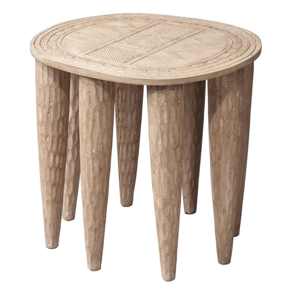 Jamie Young Co Naga Mango Wood Side Table in Natural White