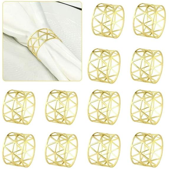 12PCS – Napkin Rings, Gold Napkin Rings Set of 12, Holiday Napkin Holders for Dining, Anniversary, Birthday, Christmas, Easter, Fall, Halloween, Thanksgiving, Party of Table Setting