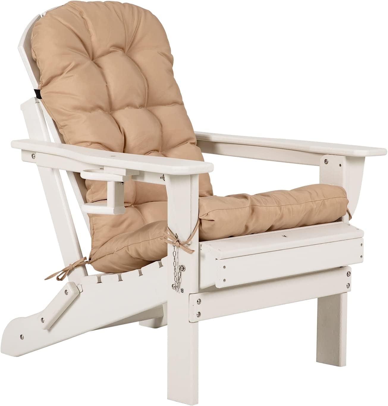 Winston Porter Folding Adirondack Chairs With Cushion, Hdpe Oversized Patio Chair Weather Resistant