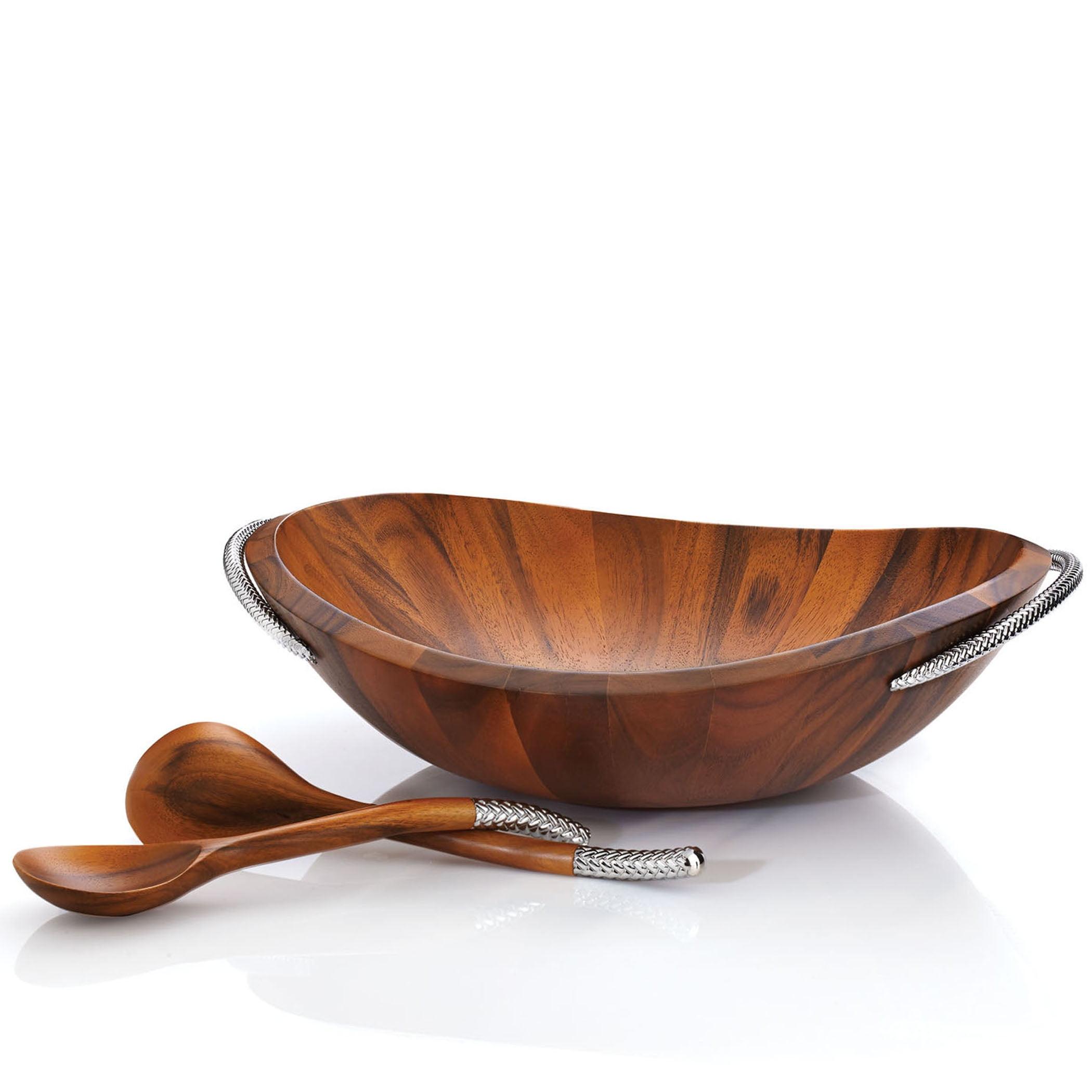 Nambe Braid Salad Bowl W/ Servers