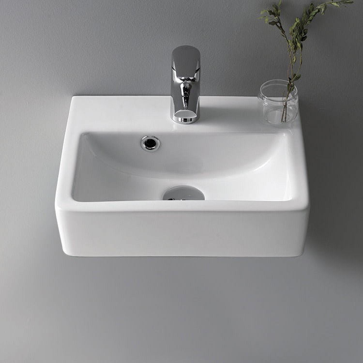 CeraStyle By Nameeks Mini 11.02'' Glossy White Ceramic Rectangular Bathroom Sink with Overflow