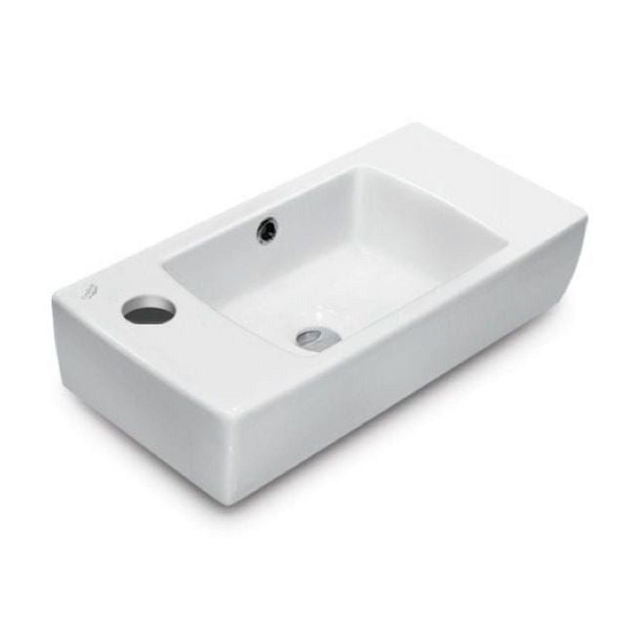 White Rectangular Ceramic Wall Mounted Bathroom Sink with Overflow