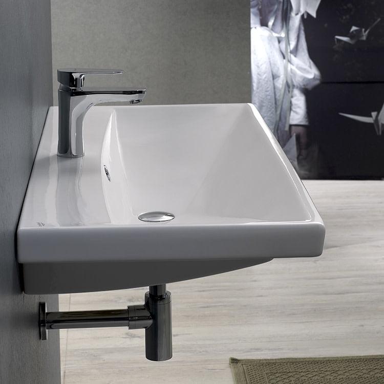 CeraStyle By Nameeks Elite 17.72'' White Ceramic Rectangular Drop-in, Wall Mount Bathroom Sink with Overflow