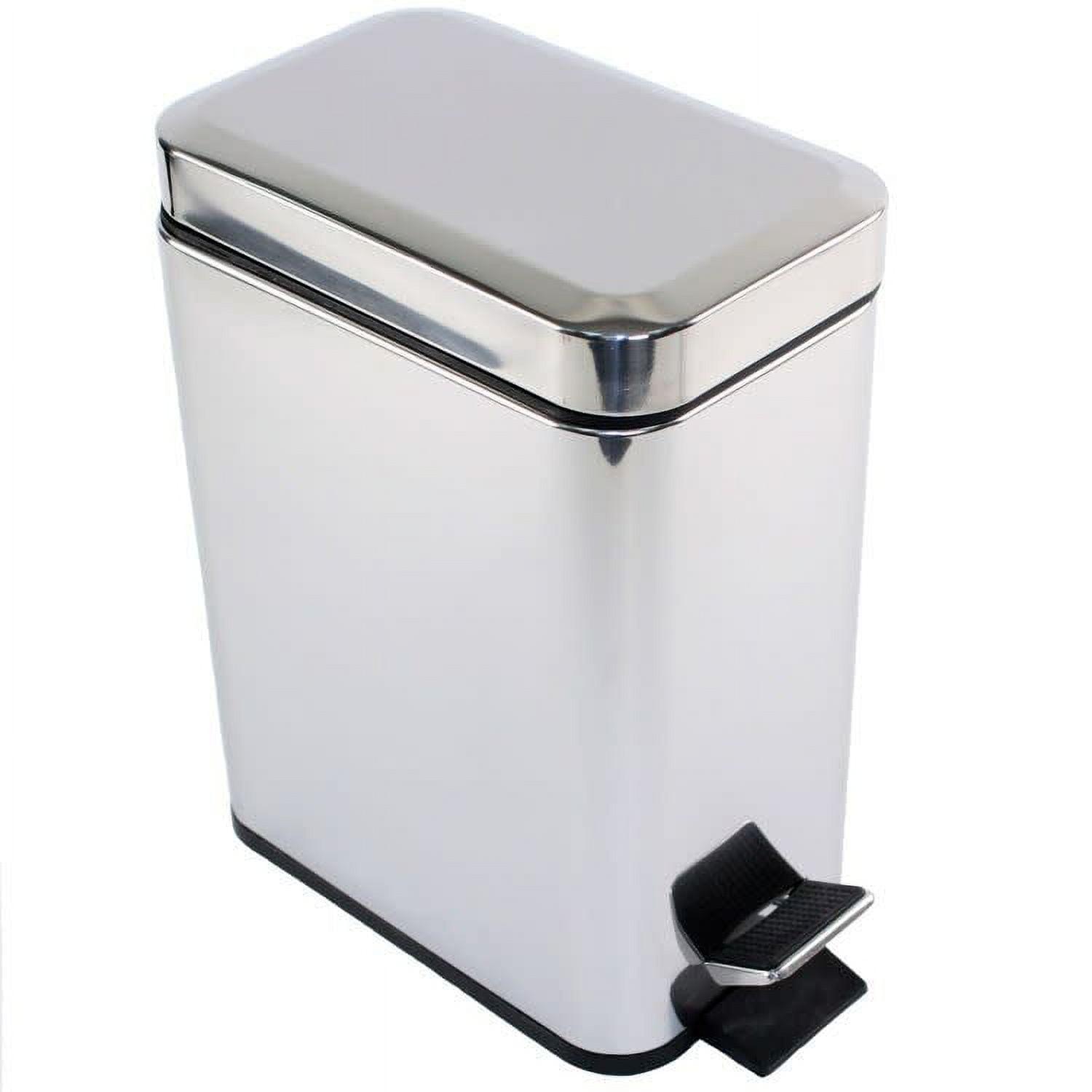 Polished Chrome Stainless Steel Rectangular Pedal Waste Bin