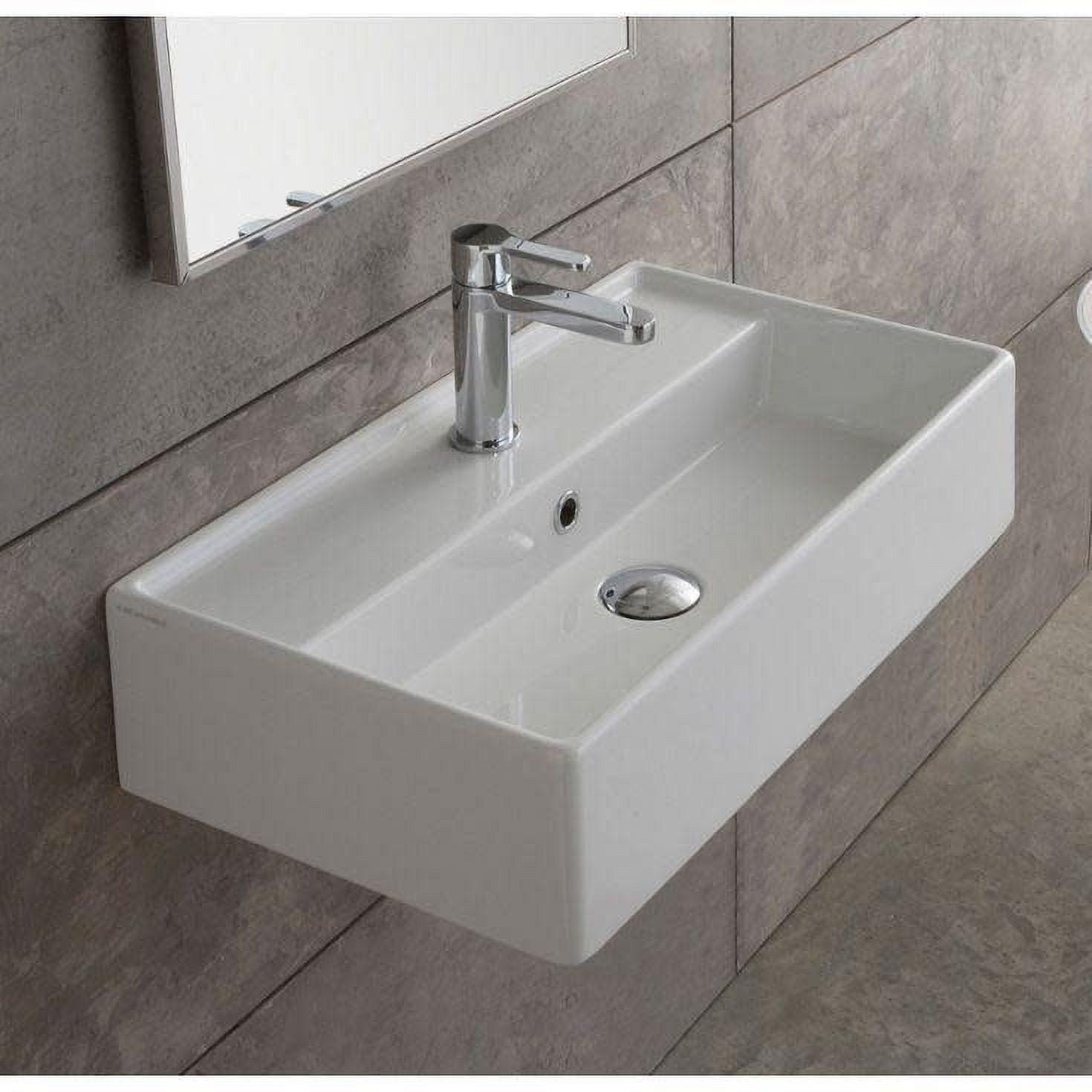 Scarabeo By Nameeks Teorema 13.78'' Standard White Ceramic Rectangular Bathroom Sink with Overflow