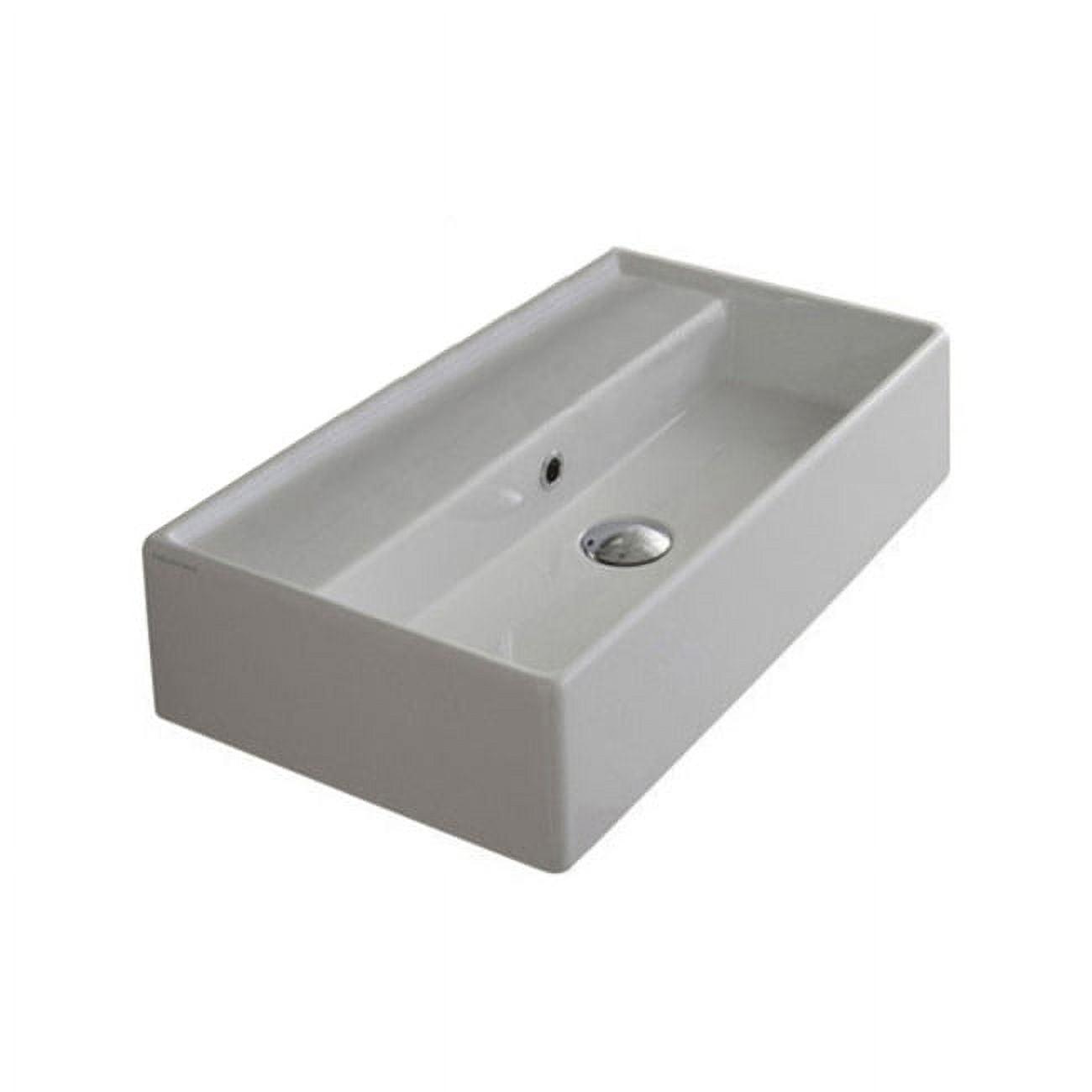 Scarabeo By Nameeks Teorema 13.39'' White Ceramic Rectangular Bathroom Sink with Overflow