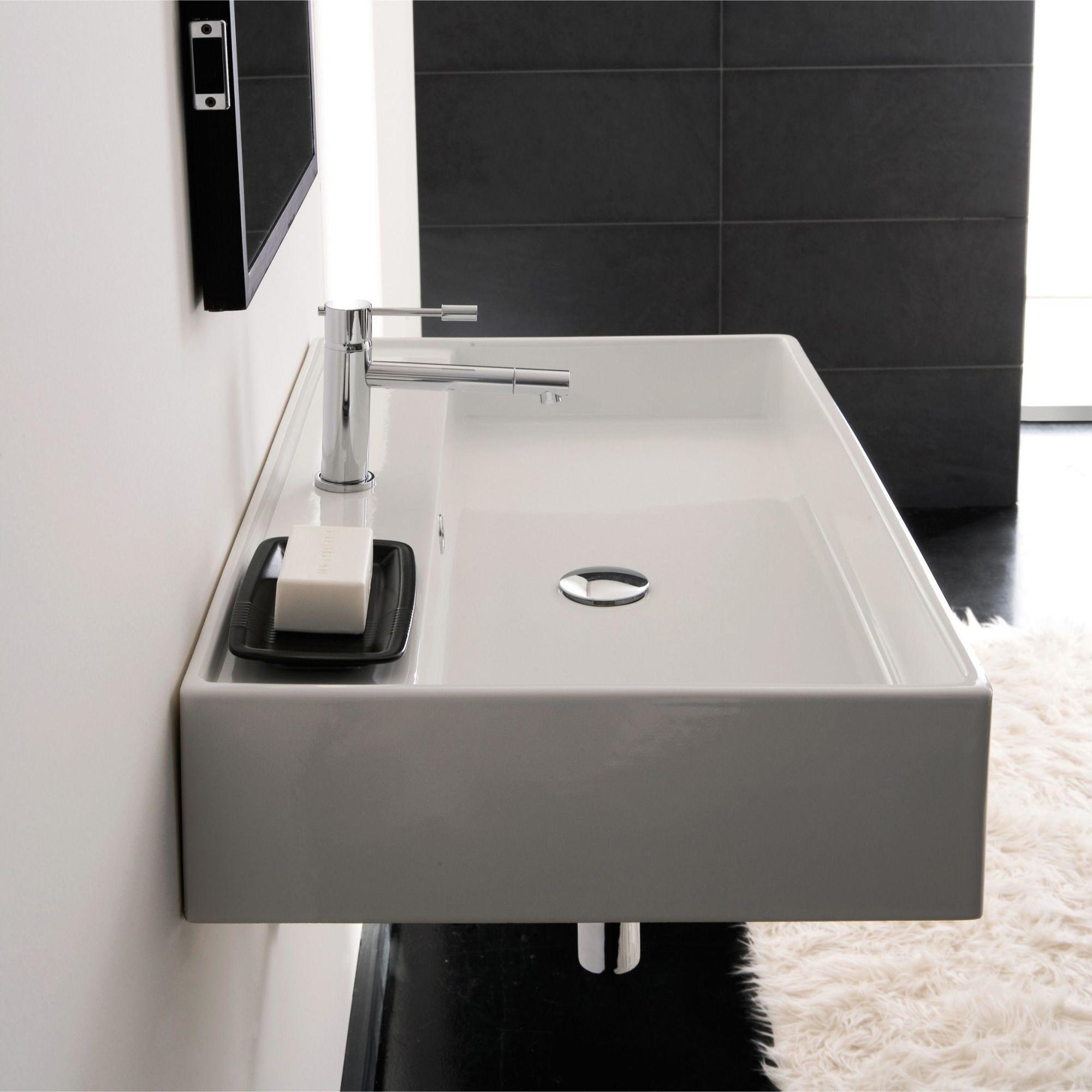 Scarabeo By Nameeks Teorema 18'' Glossy White Ceramic Rectangular Bathroom Sink