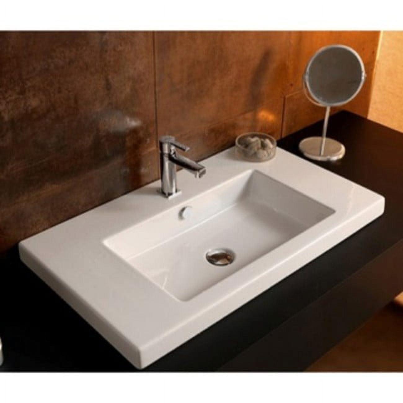 Iotti By Nameeks Cangas 17.72'' Glossy White Vitreous China Rectangular Bathroom Sink with Overflow