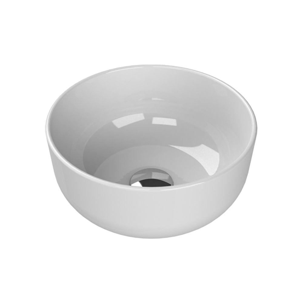 White 13" Circular Ceramic Vessel Bathroom Sink