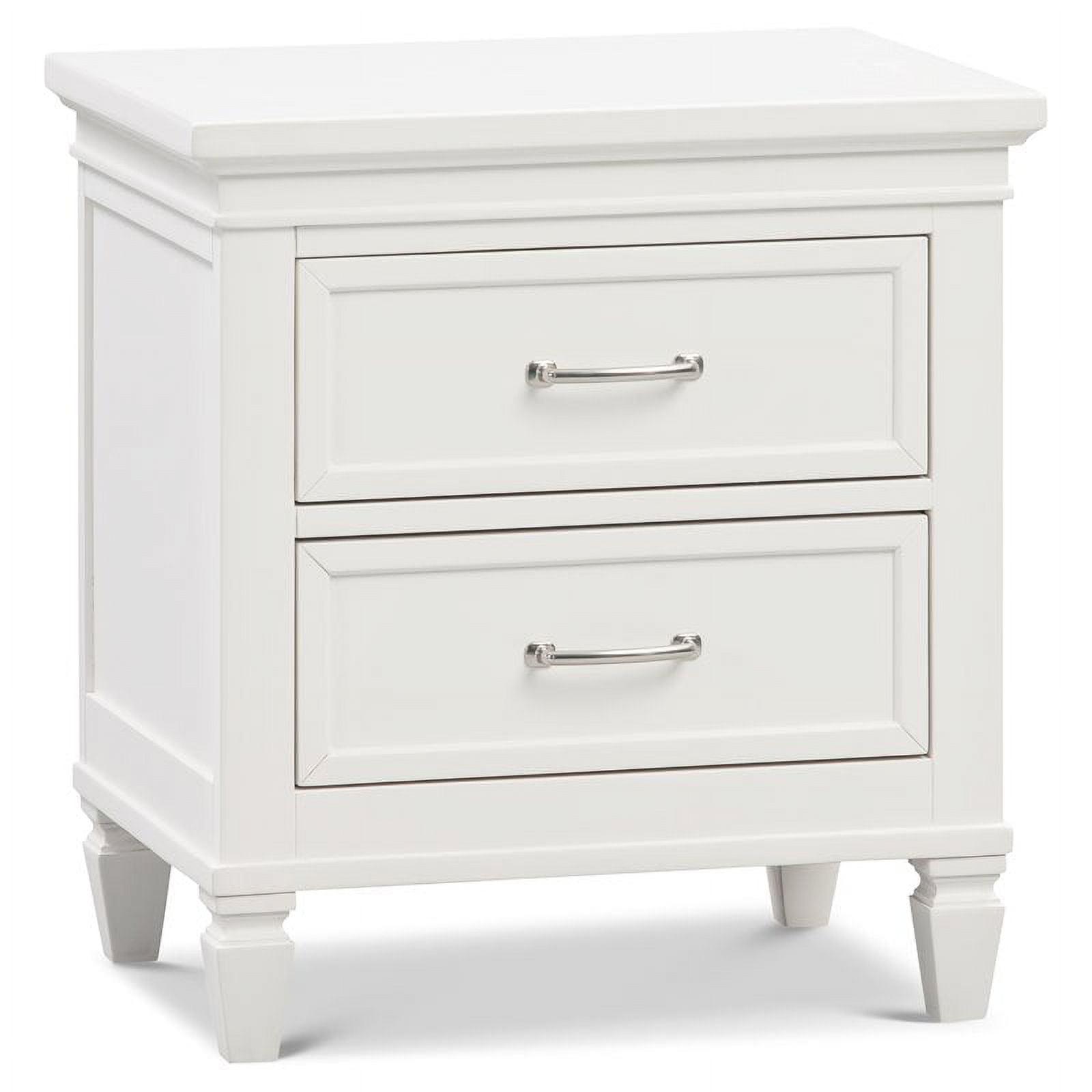 Darlington Warm White 2-Drawer Nightstand with Satin Nickel Handles