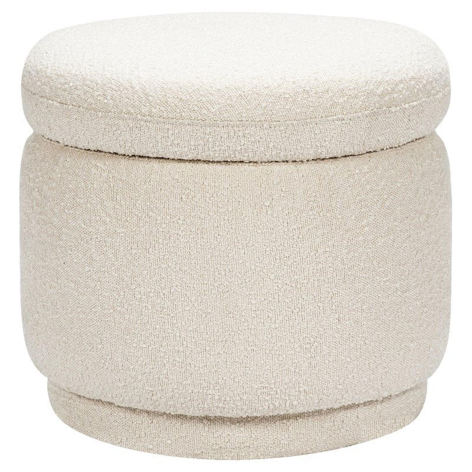 Enoki 21" Cream Boucle Round Storage Ottoman