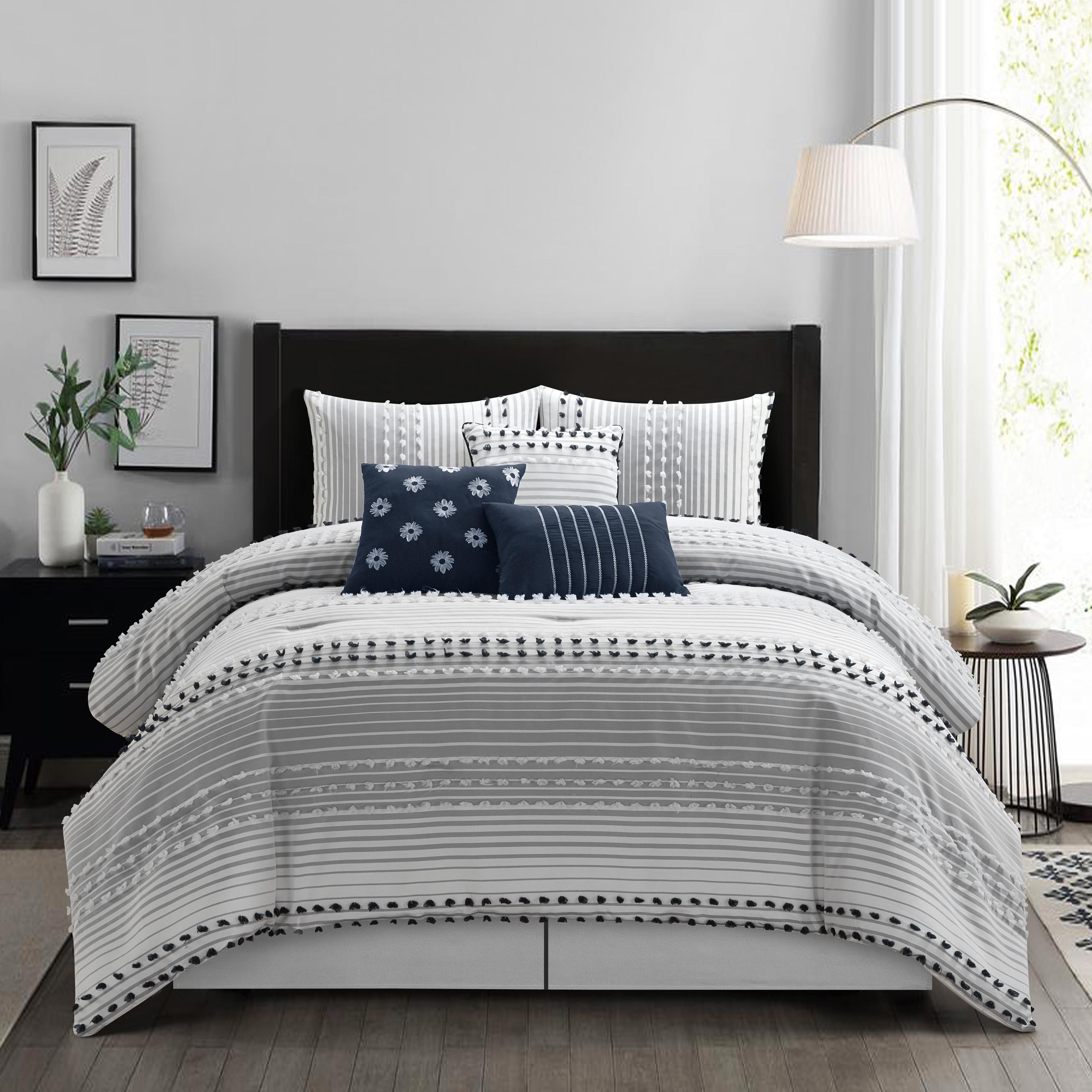 Nanshing America, Inc Clarion Pink 7 Piece Chic Striped Comforter Set