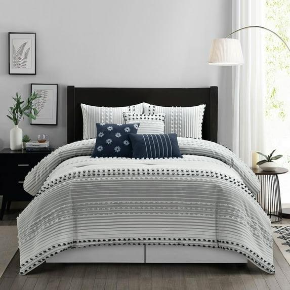 Nanshing America, Inc Clarion Pink 7 Piece Chic Striped Comforter Set