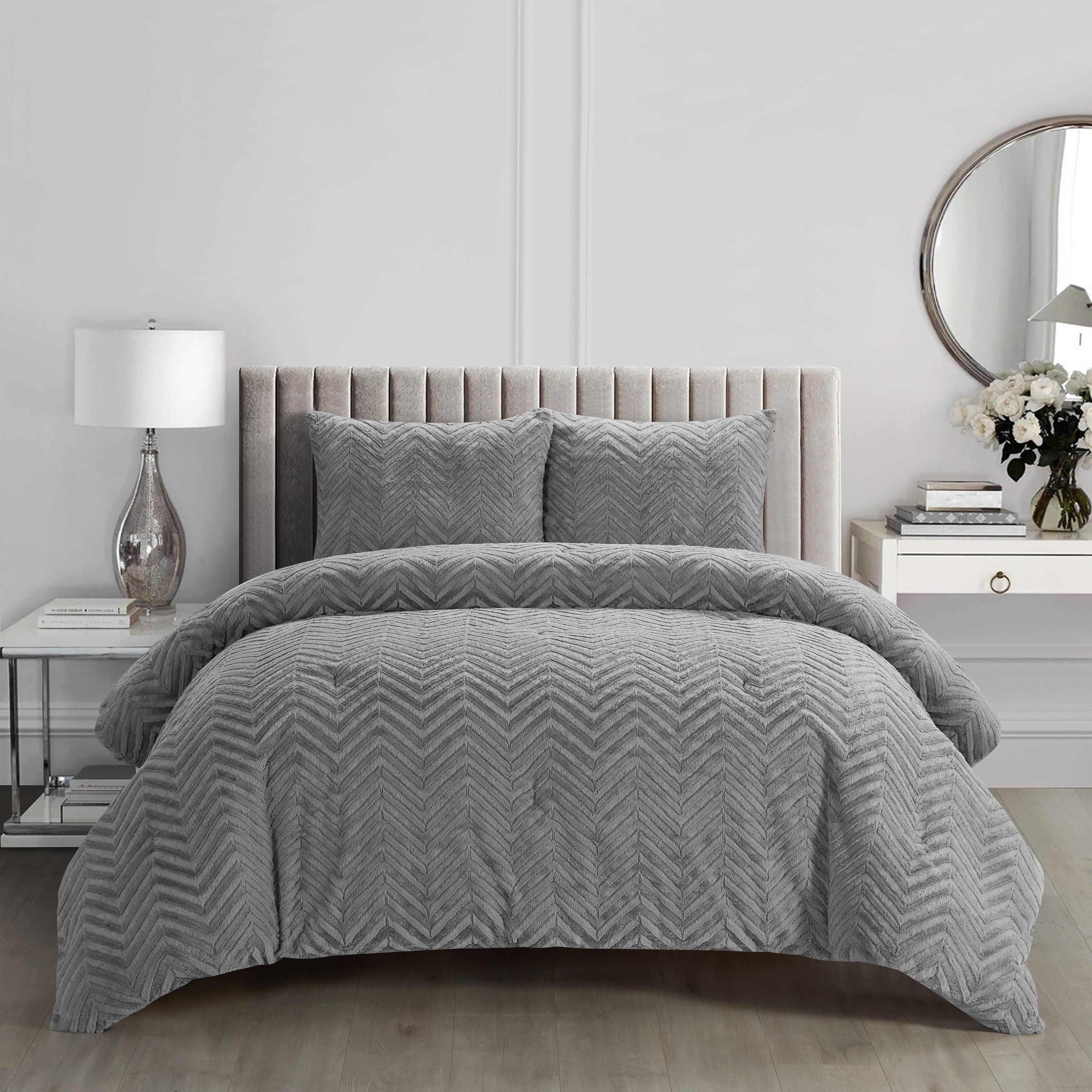 Nanshing America, Inc Harvard Gray Microfiber 3 Piece Comforter Set