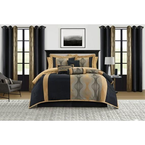 Kath Microfiber Jacquard 15 Piece Comforter Set