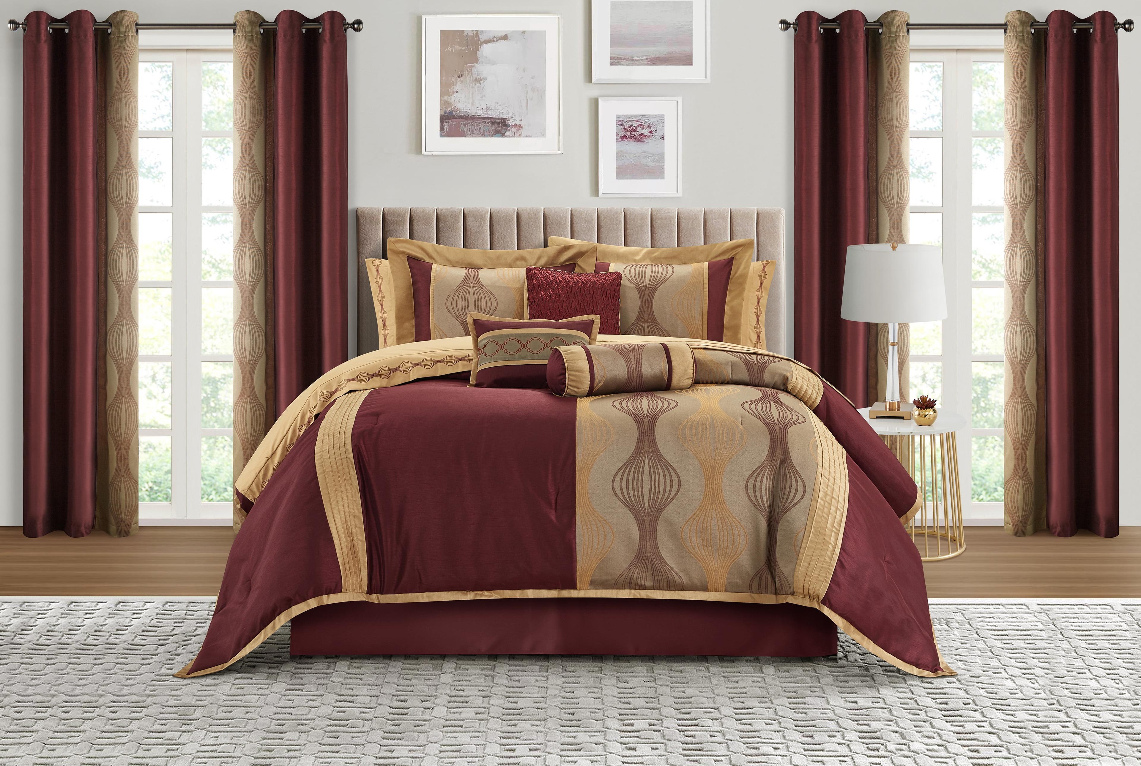 Nanshing America, Inc Kath Microfiber Jacquard 15 Piece Comforter Set