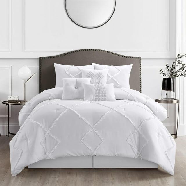 Alissar White Microfiber 7 Piece Comforter Set