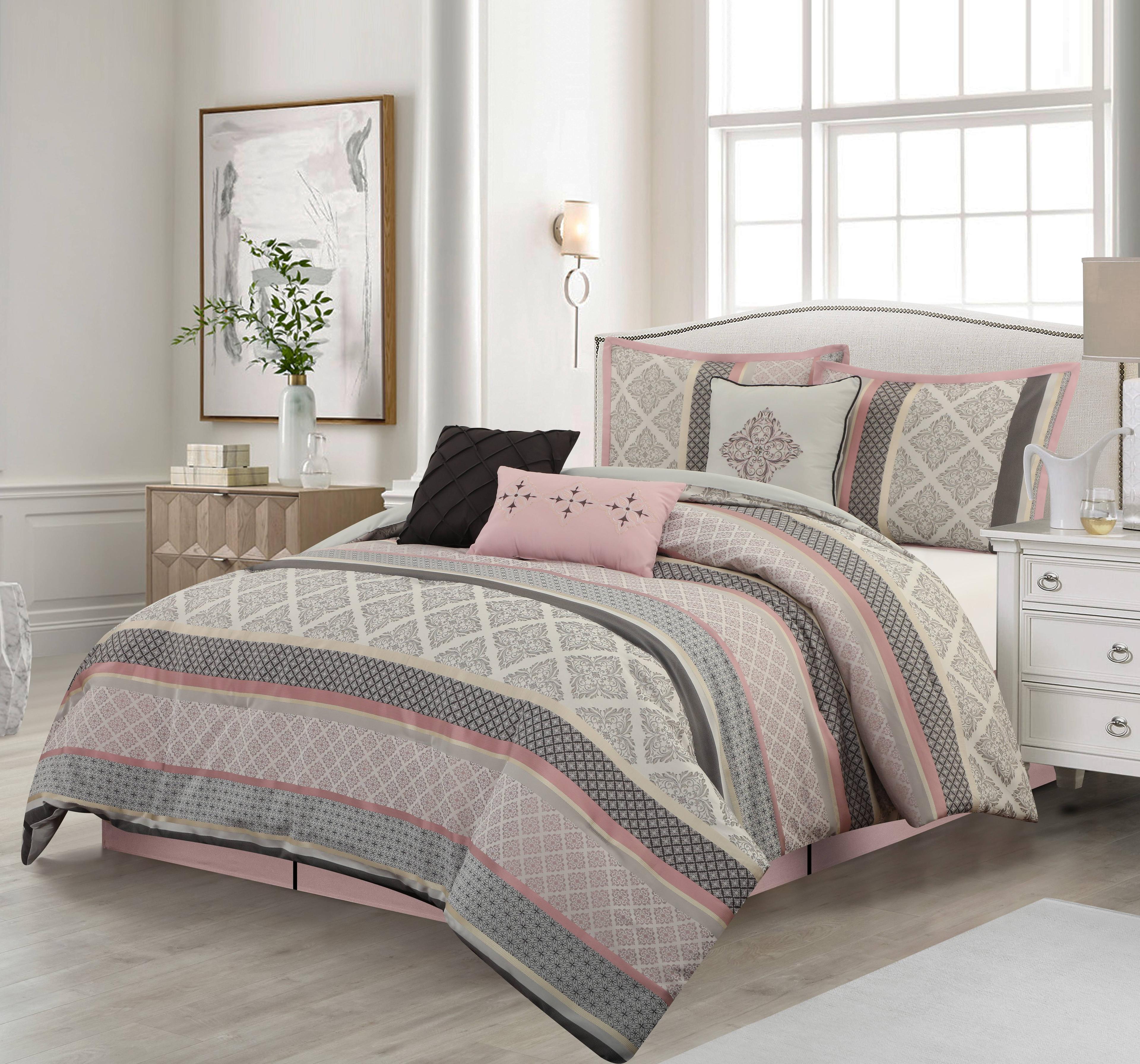 Nanshing 7pc California King Tefia Traditional Comforter Set Blush