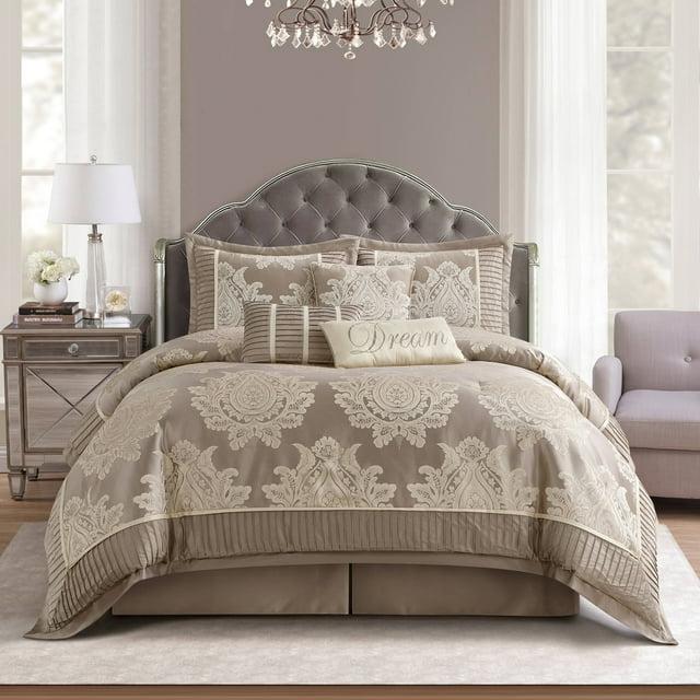 Nanshing America, Inc Therese 7 Piece Traditional Damask Comforter Set