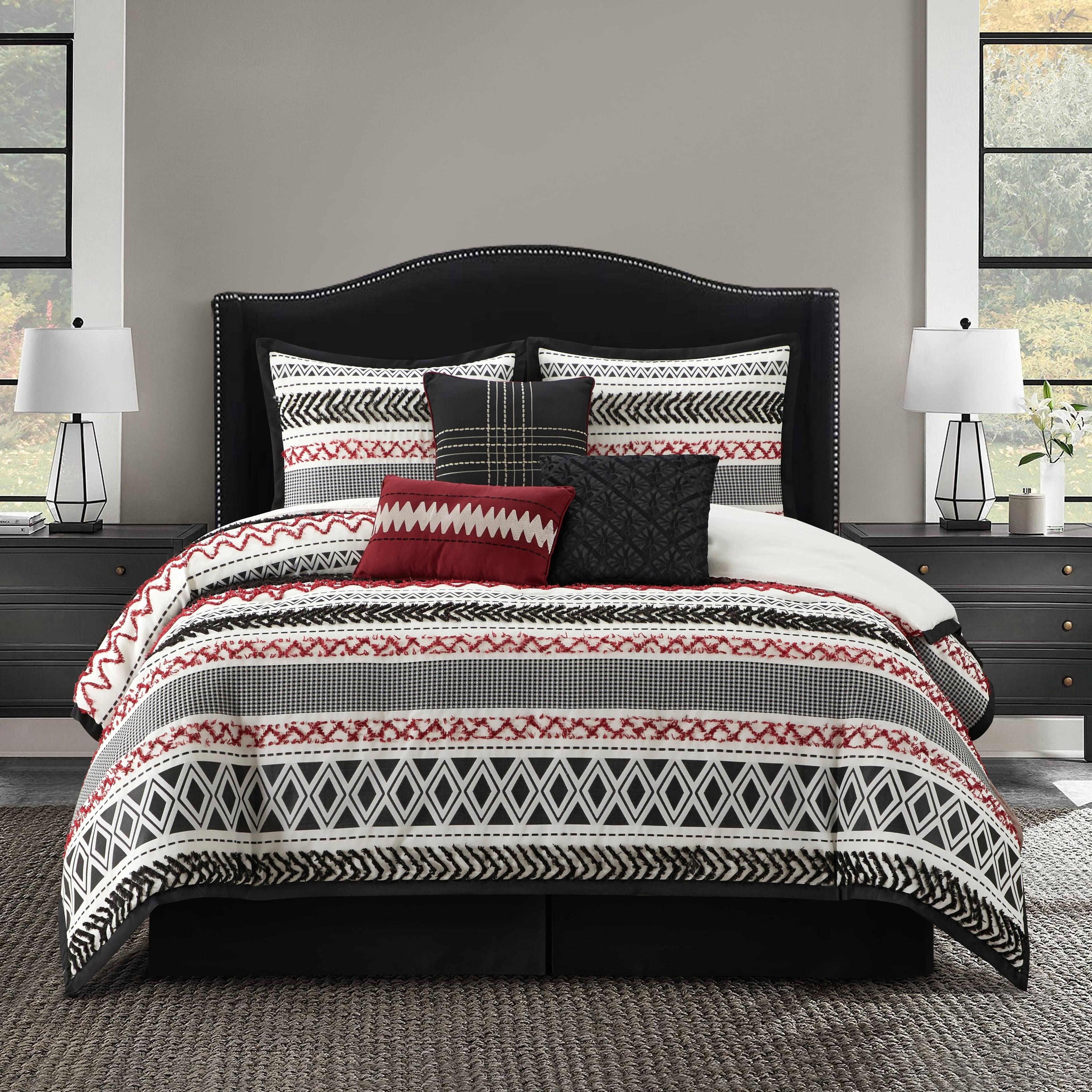 Nanshing 7pc California King Kitana Comforter Set Red