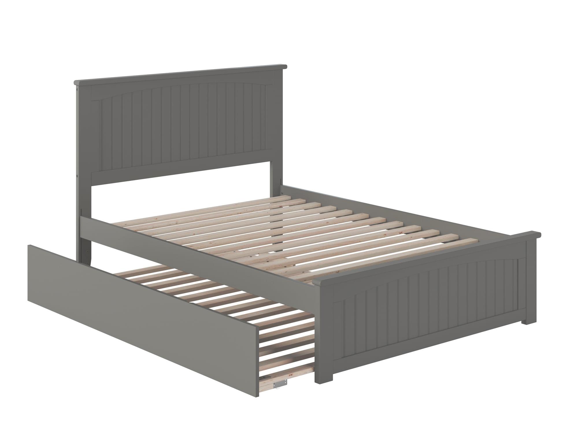 Nantucket Grey Full Double Wood Platform Bed with Storage Trundle