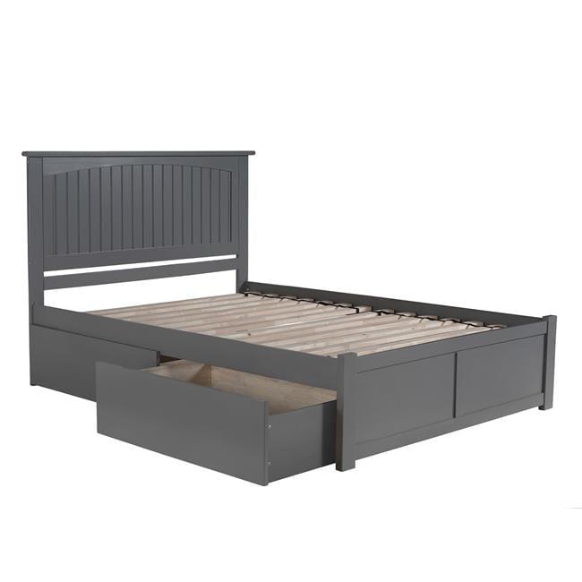 Nantucket King Gray Wood Platform Bed with Storage Drawers