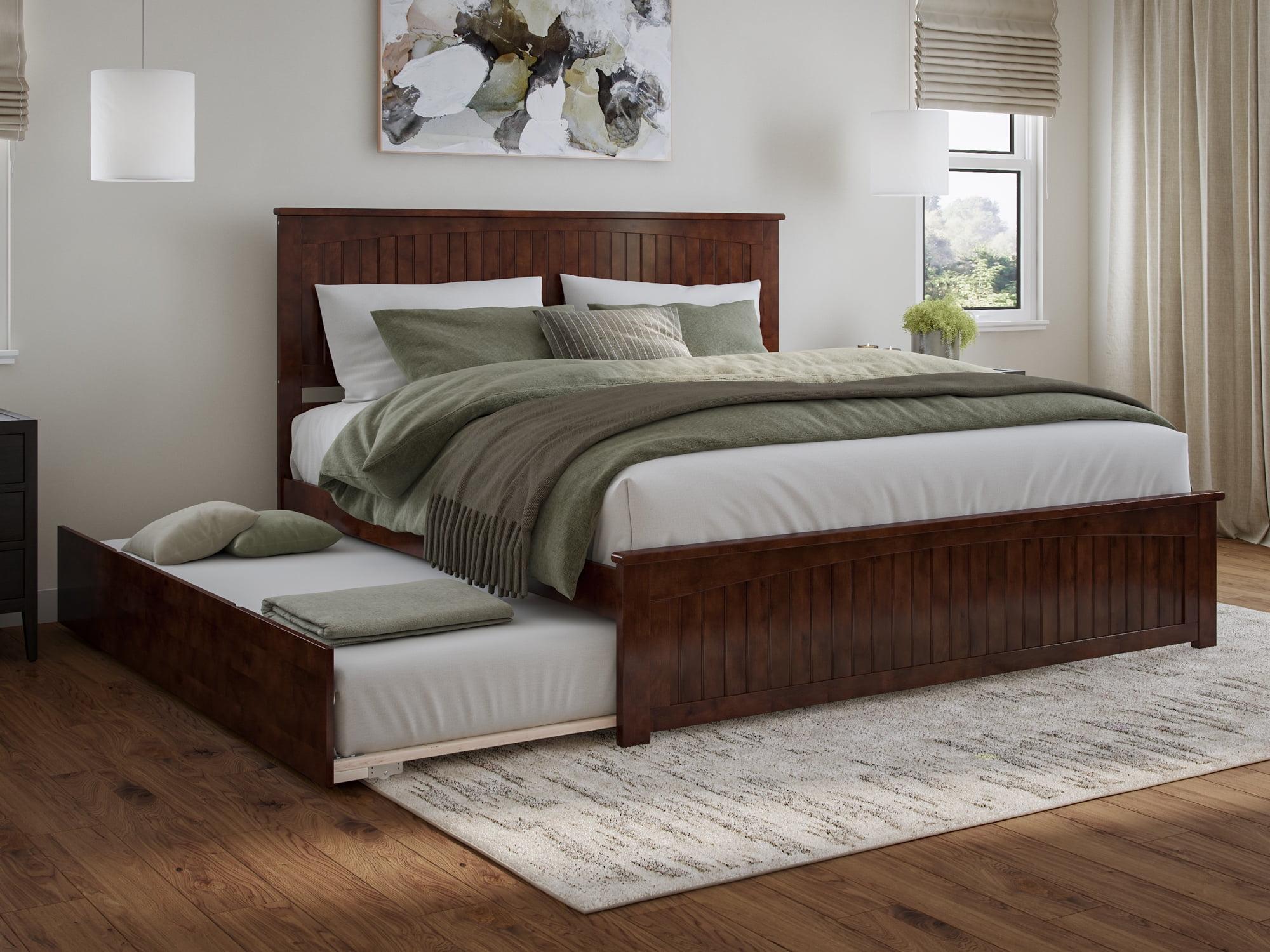 Nantucket Walnut King Wood Platform Bed with Headboard