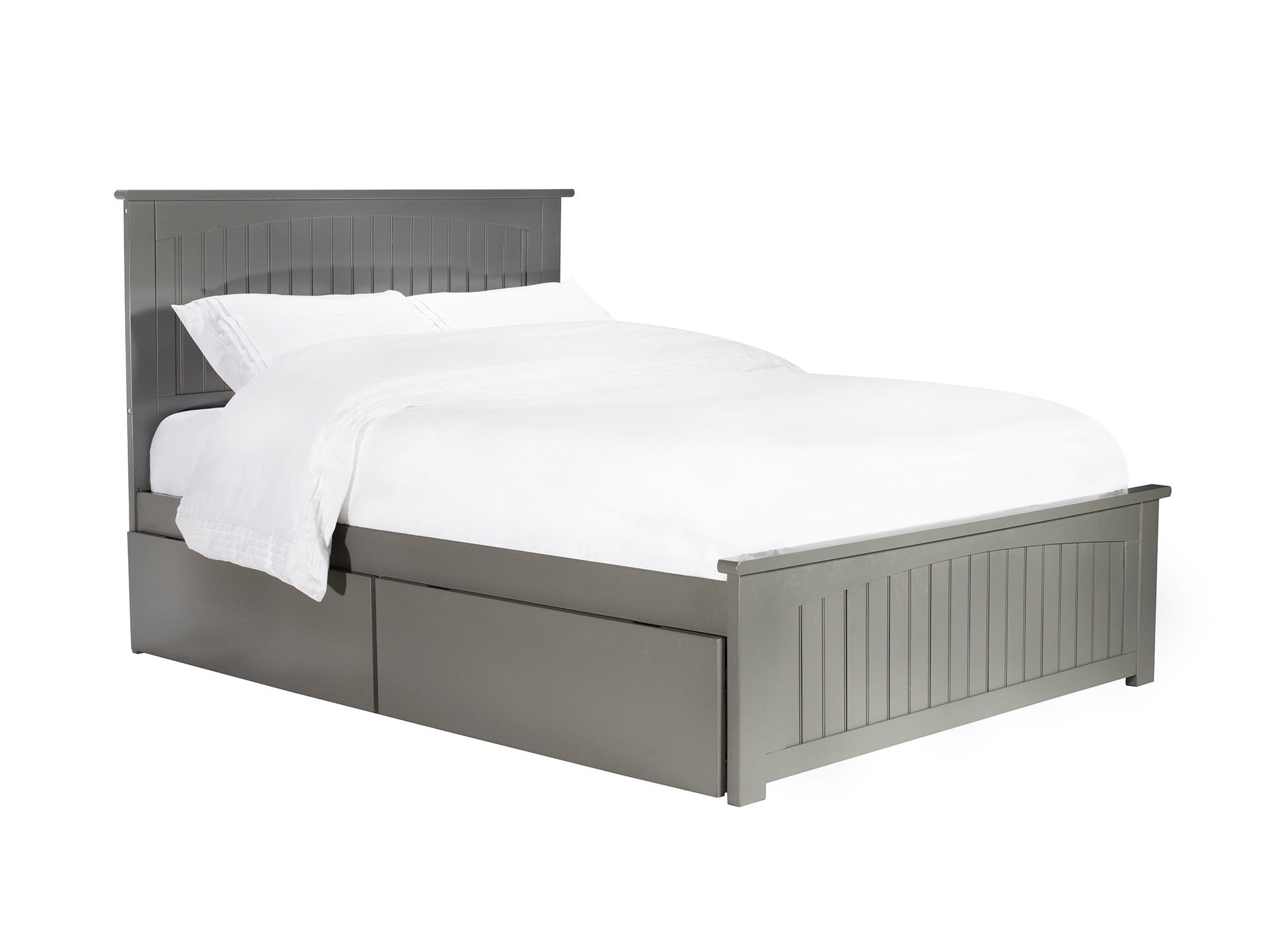 Nantucket Gray Queen Wood Platform Bed with Storage Drawers