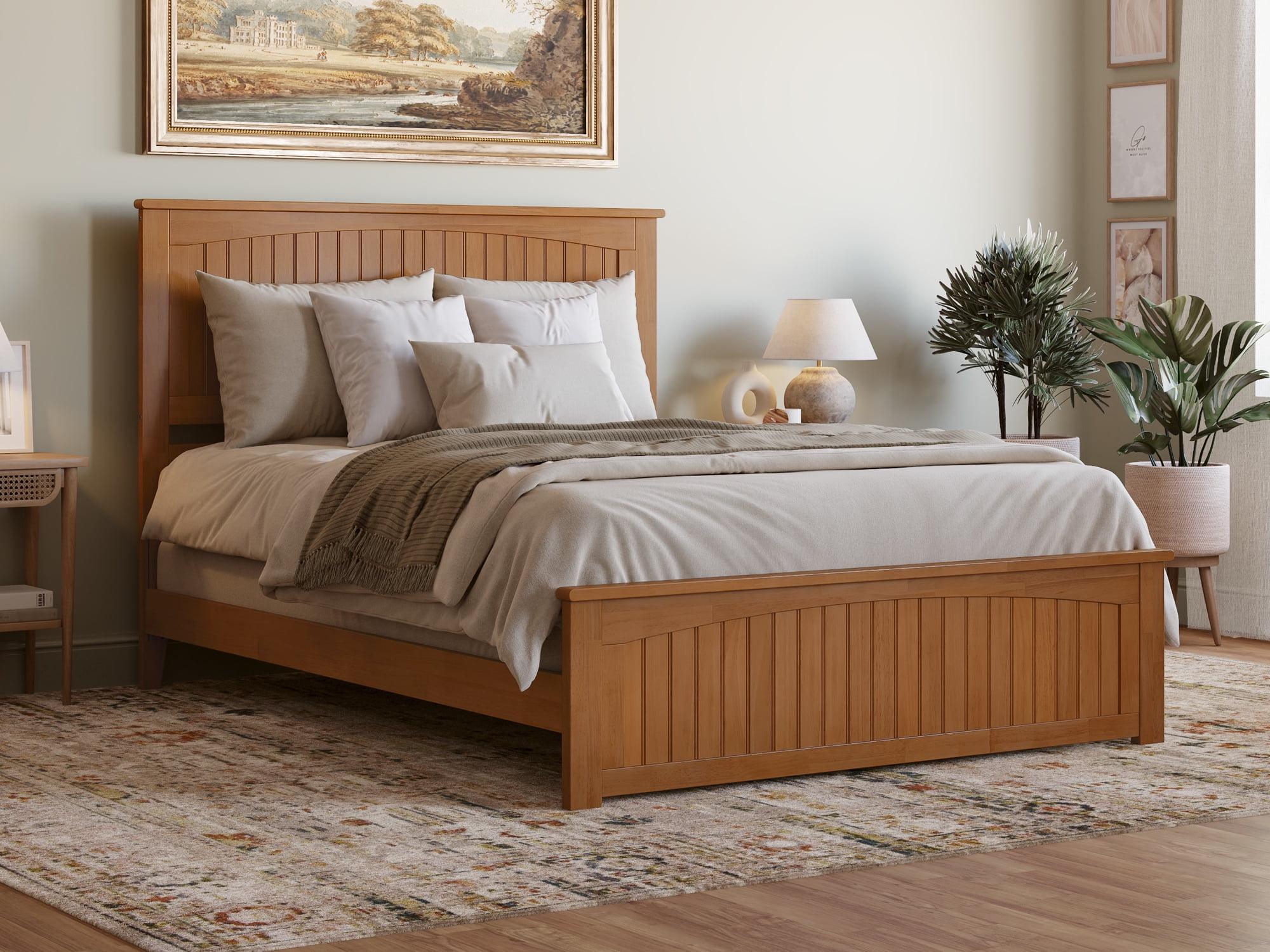 Nantucket Light Toffee Queen Wood Upholstered Bed with Headboard