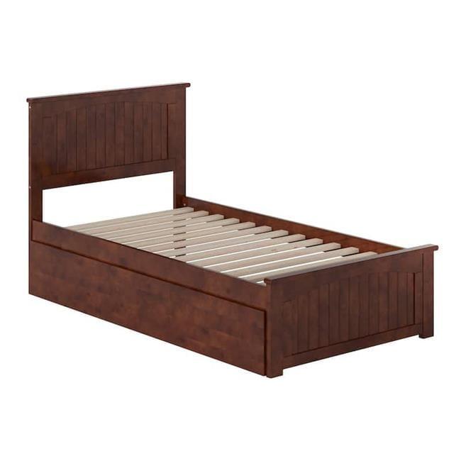 Nantucket Walnut Twin Wood Platform Bed with Trundle