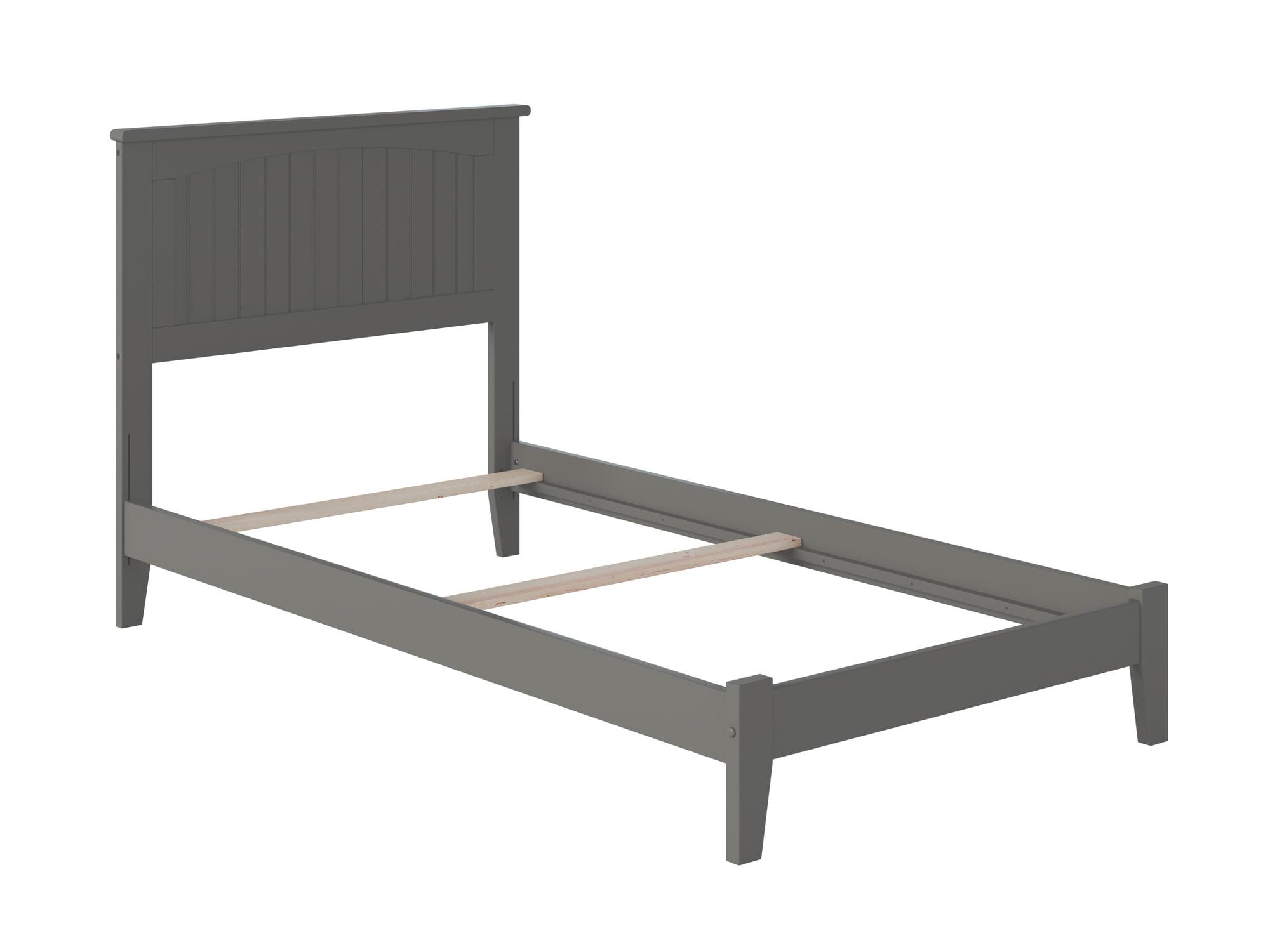 Nantucket Gray Twin Wood Frame Bed with Headboard and Drawer