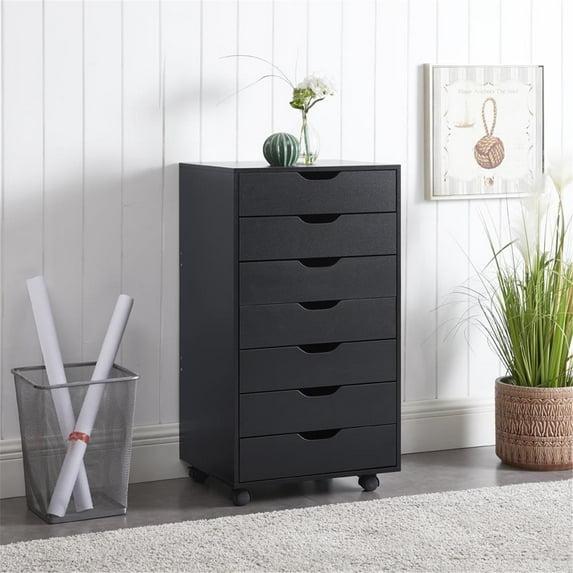 Drawer Dresser, Tall Dressers for bedroom, Kids dresser with drawers, Small Dresser for Closet, Makeup dresser Black 7 Drawer