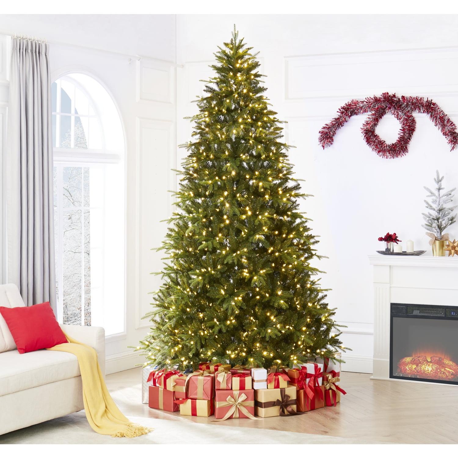 9ft Green Prelit Fir Christmas Tree with Warm LED Lights