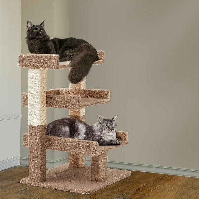 Nala 3-Tier Cat Tree Tower for Indoor Cats – Large Cat Tower & Cat Condo for Large Cats | Cat Tree House & Cat Castle for Multi-Cat Homes - Beige