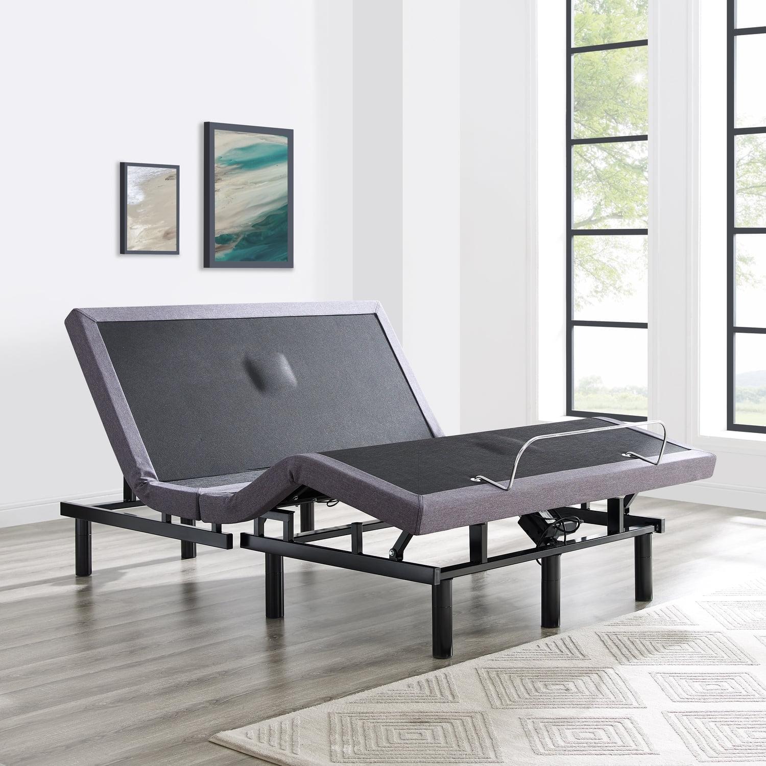 Naomi Home Split King Size Ergonomic Adjustable Bed Base with Basic Lumbar Support & Head Tilt, Back & Leg Massage, Wireless Remote, Assembly Needed - Split King, Gray