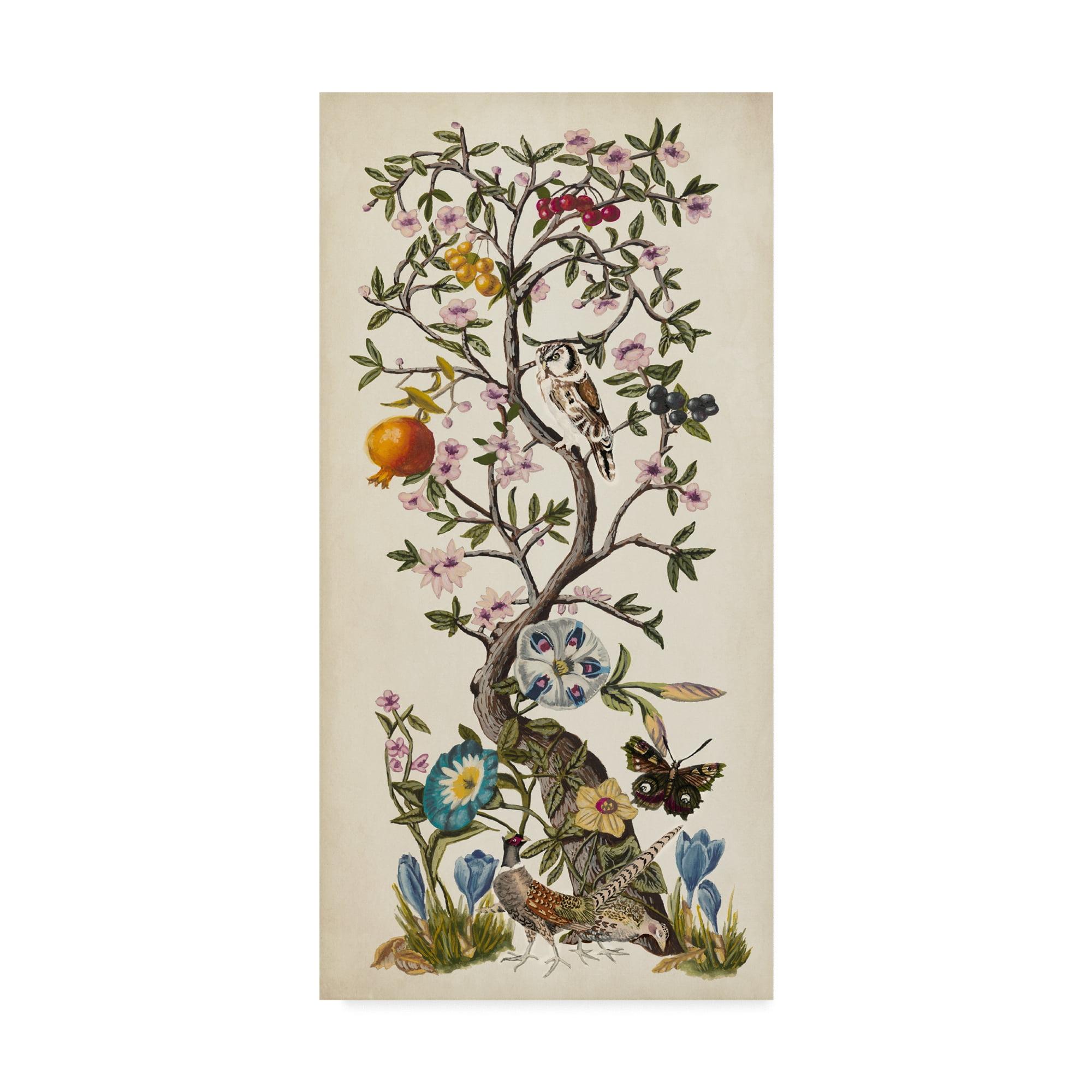 Chinoiserie Natura I Canvas Art with Owl and Pheasant, 32" x 16"