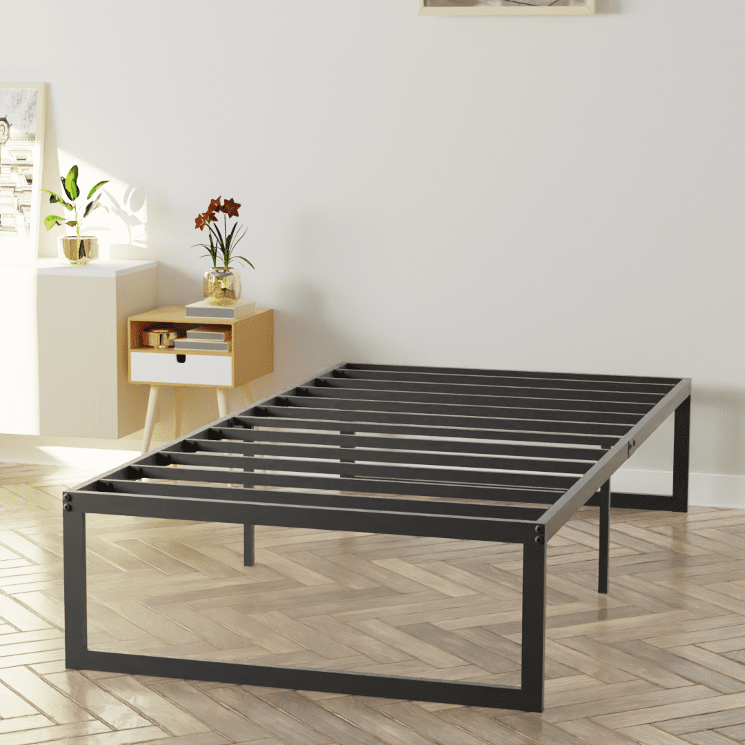 NapQueen Alpha New Metal Platform Bed Frame, Mattress Foundation with Steel Slats