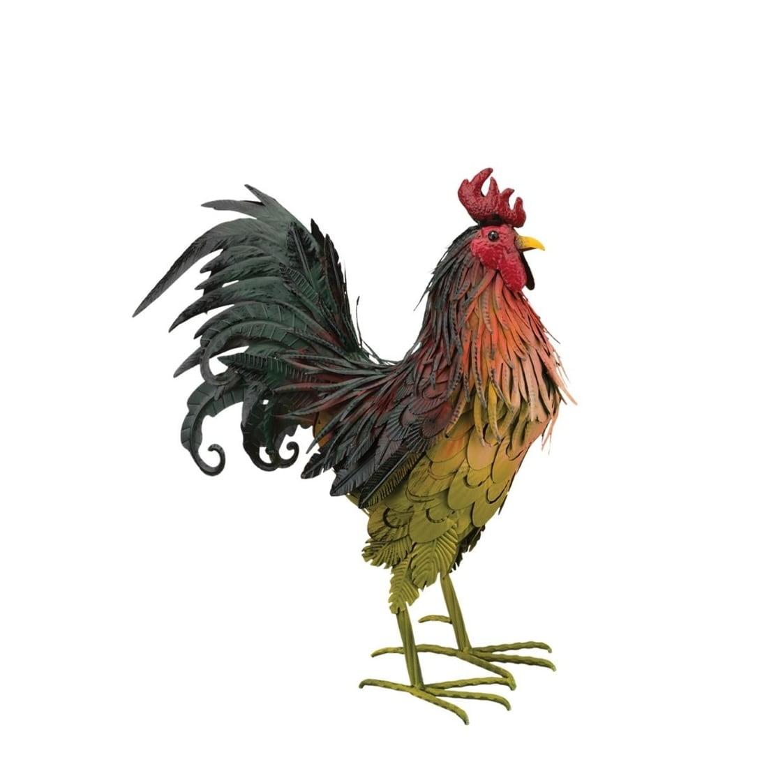 Hand-Painted Metal Rooster Statue for Outdoor Decor