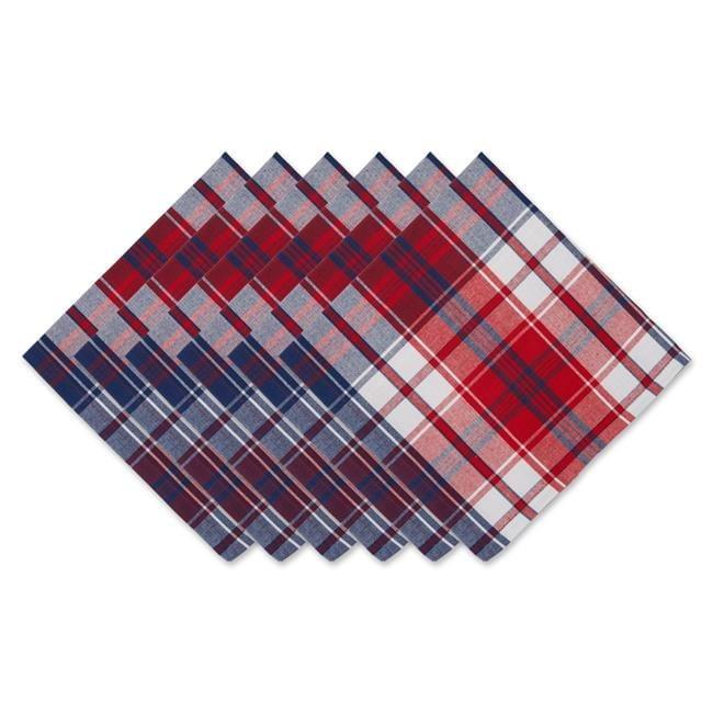 Americana Plaid Red White and Blue Cotton Napkin Set