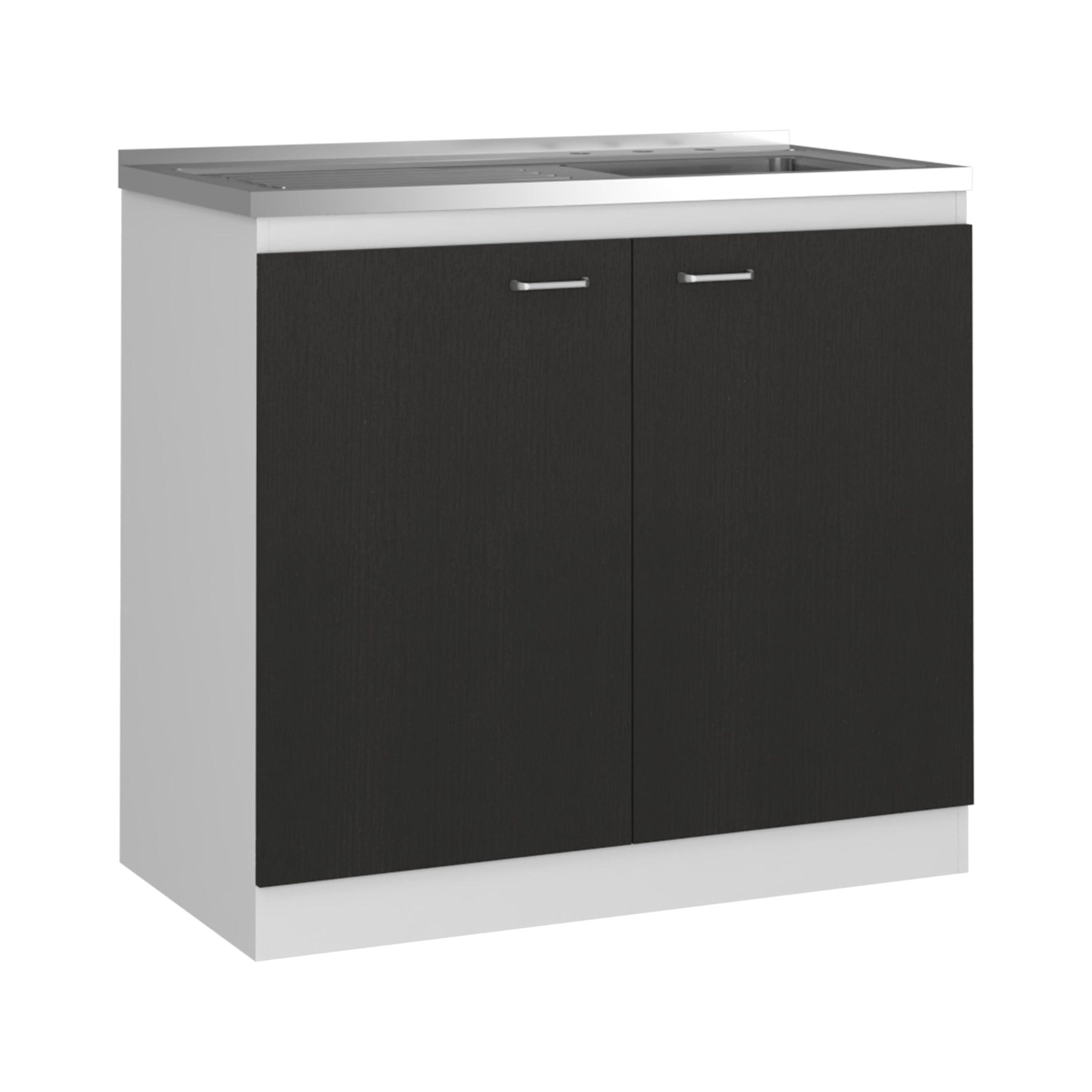 Napoles Espresso Engineered Wood Utility Sink Cabinet with Integrated Steel Sink